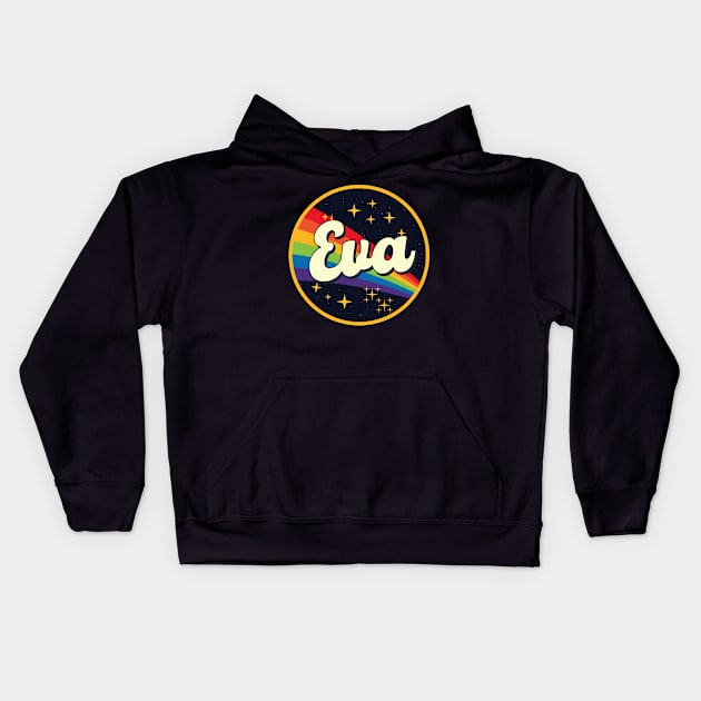 Eva // Rainbow In Space Vintage Style Kids Hoodie by LMW Art